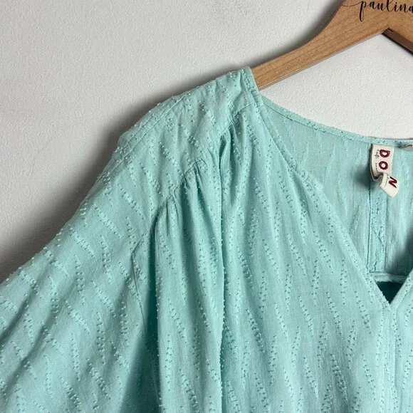 Anthropologie Dolan Top Womens Large Seafoam Swiss Dot Textured Cotton Shirt L - Picture 5 of 8